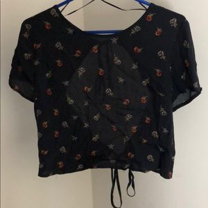 Floral Crop Top W/ Open Back